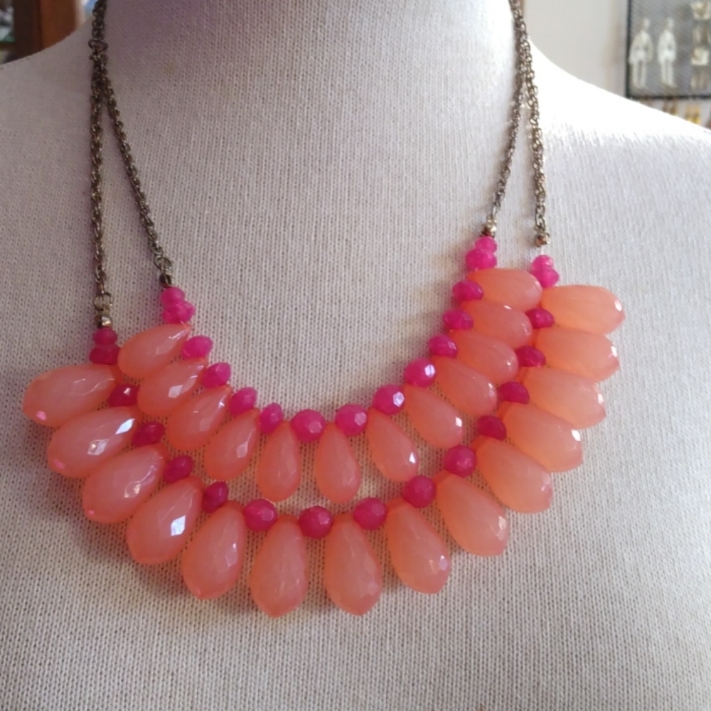 2 Layer Teardrop Bead Fashion statement necklace D